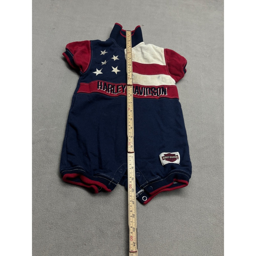 Harley Davidson Baby Romper Stars Stripes Americana Navy Red 18M - Picture 2 of 8